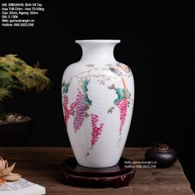 BÌNH VẼ TAY HỌA TIẾT CHIM – HOA TỬ ĐẰNG